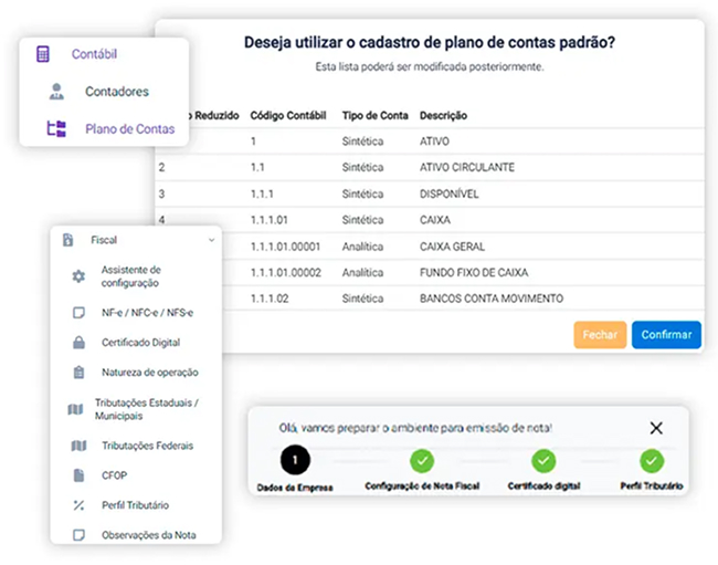 Tela do módulo contábil e fiscal do sistema B2B ERP/PDV