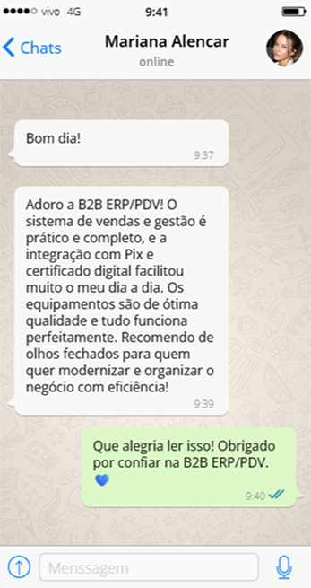 Print do depoimento de Mariana Alencar no WhatsApp